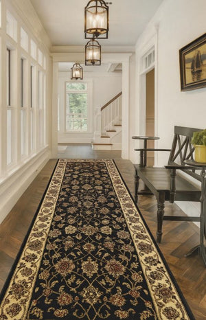 Traditional Hall Runner Agrabah Black Cream High Quality