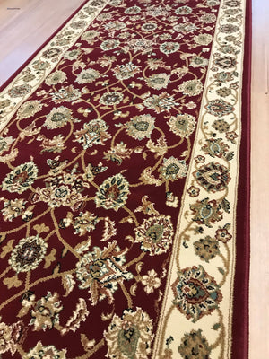 Traditional Hall Runner Agrabah Burgundy Cream High Quality
