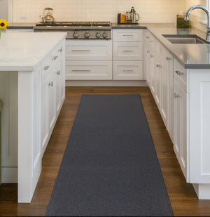 Phoenix Charcoal Hall Runner 80cm Wide Non Slip Backing