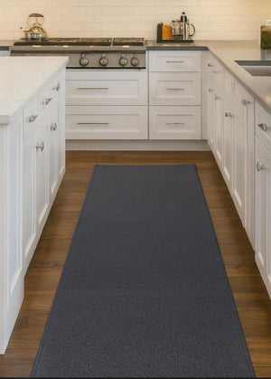 Phoenix Charcoal Hall Runner 80cm Wide Non Slip Backing