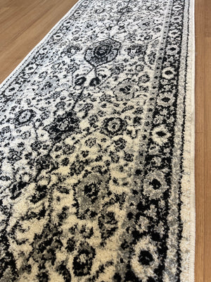 Seville Ivory Black Grey Hallway Runner 80CM Wide