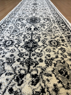 Seville Ivory Black Grey Hallway Runner 80CM Wide