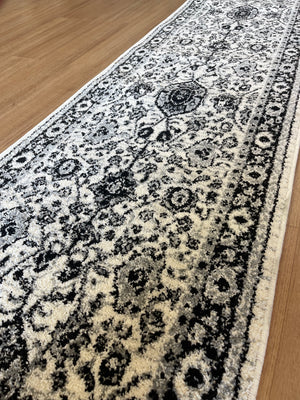 Seville Ivory Black Grey Hallway Runner 80CM Wide