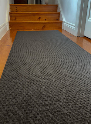 Phoenix Charcoal Hall Runner 80cm Wide Non Slip Backing