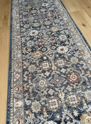 Serena Dark Blue Hallway Runner 80CM Wide