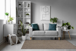 Malia Taupe Linen Non Slip Rug