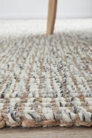 Arabella Wool Jute Grey Runner Rug