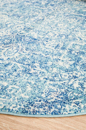 Evoke Muse Blue Transitional Round Rug