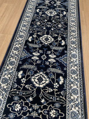 Verona Navy Hallway Runner 80CM Wide