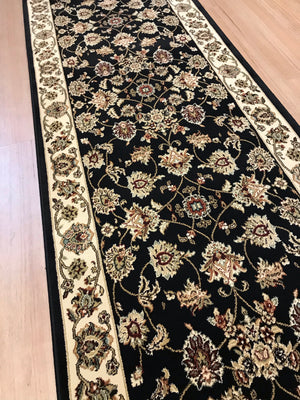 Traditional Hall Runner Agrabah Black Cream High Quality
