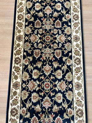 Traditional Hall Runner Agrabah Navy Cream High Quality