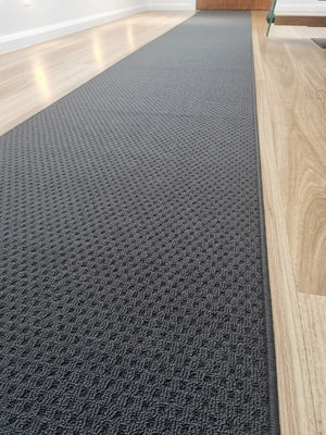 Phoenix Charcoal Hall Runner 80cm Wide Non Slip Backing