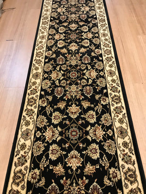 Traditional Hall Runner Agrabah Black Cream High Quality