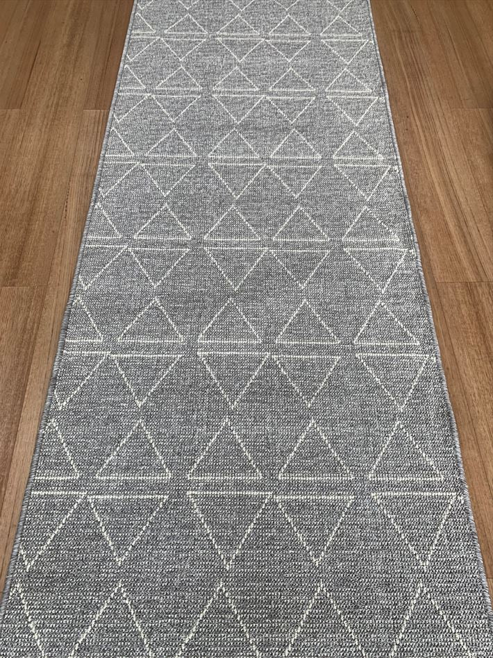 Roma Triangles Grey Hallway Runner 80CM Wide
