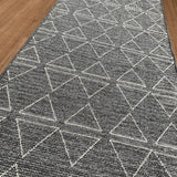 Roma Triangles Lead Grey Hallway Runner 80CM Wide