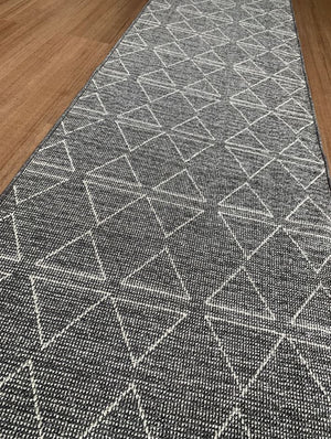 Roma Triangles Lead Grey Hallway Runner 80CM Wide