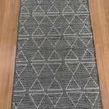 Roma Triangles Lead Grey Hallway Runner 80CM Wide