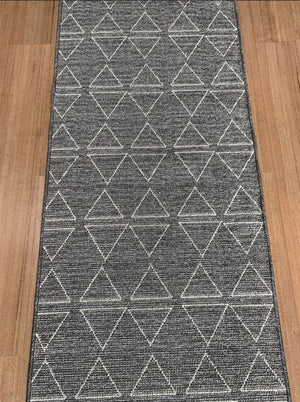 Roma Triangles Lead Grey Hallway Runner 80CM Wide