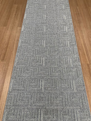 Roma Squares Grey Hallway Runner 80CM Wide