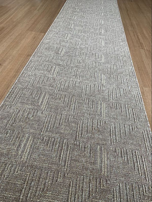 Roma Squares Mocha Hallway Runner 80CM Wide