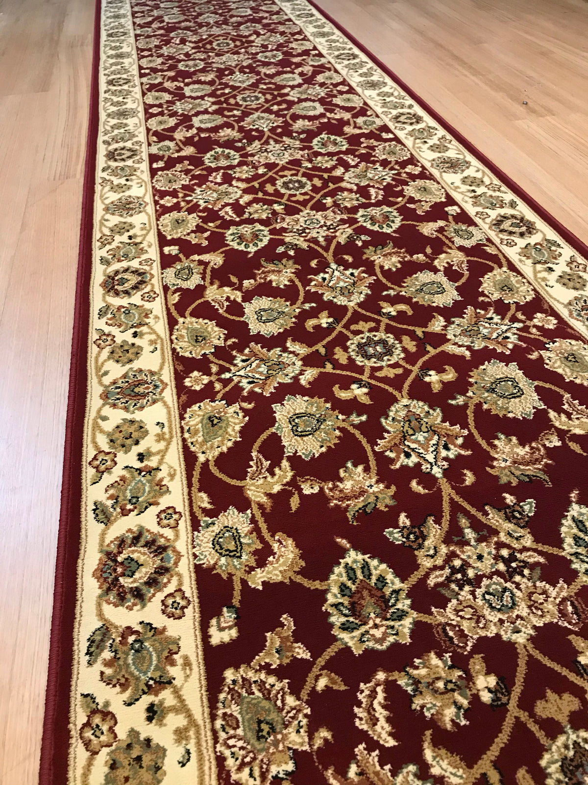 Traditional Hall Runner Agrabah Burgundy Cream High Quality