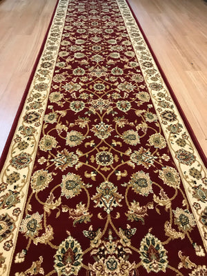 Traditional Hall Runner Agrabah Burgundy Cream High Quality