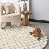 Bubble Natural Round - Machine Washable Rug