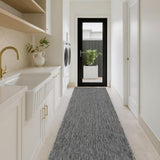 Malia Silver White Hallway Runner Non-Slip 80cm Wide
