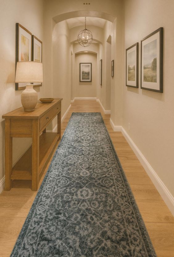 Carmen Forest Green Hallway Runner 80CM Wide