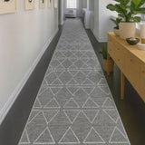 Roma Triangles Grey Hallway Runner 80CM Wide