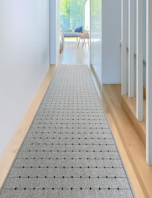 Roma Dots Grey Black Hallway Runner 80CM Wide