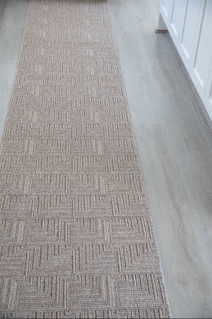 Roma Squares Mocha Hallway Runner 80CM Wide