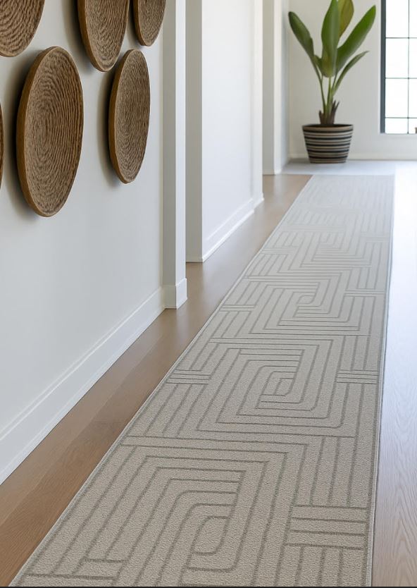 Summit Maze Beige Hallway Runner 80cm Wide