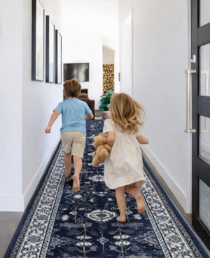 Verona Navy Hallway Runner 80CM Wide