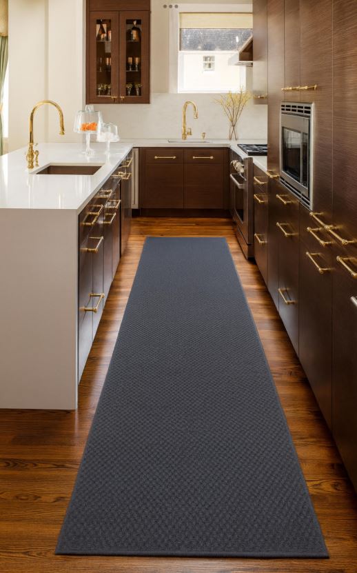 Phoenix Charcoal Hall Runner 80cm Wide Non Slip Backing