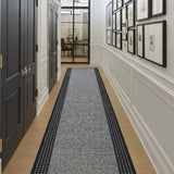 Sorrento Light Grey Black Border Hallway Runner Non Slip 66CM Wide