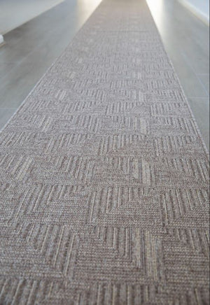 Roma Squares Mocha Hallway Runner 80CM Wide