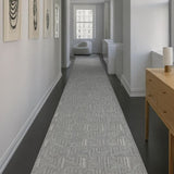 Roma Squares Grey Hallway Runner 80CM Wide