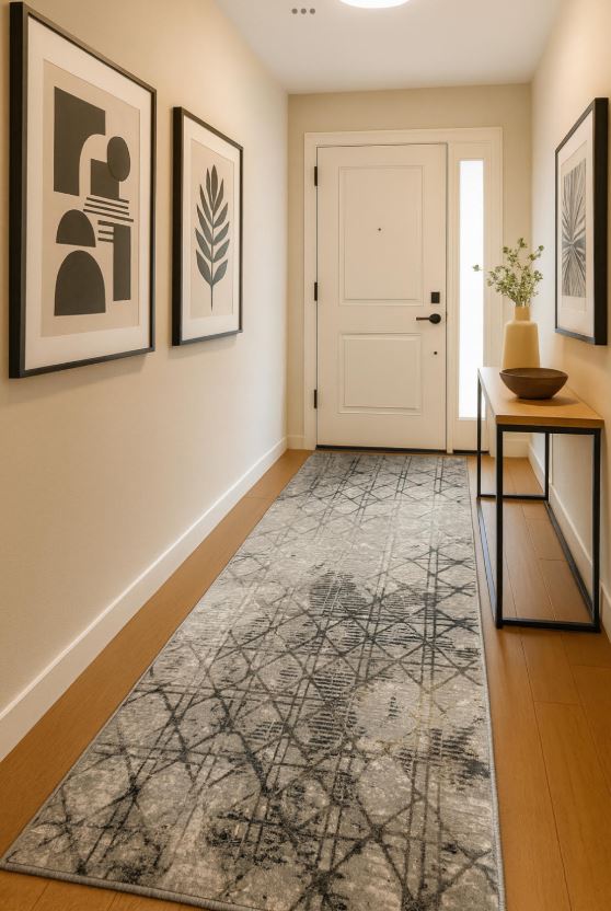 Alyssa Grey Black Hallway Runner 80CM Wide