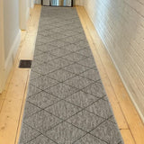 Chino 1931 Grey Black Hall Runner 80cm Wide Non-Slip