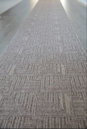 Roma Squares Mocha Hallway Runner 80CM Wide