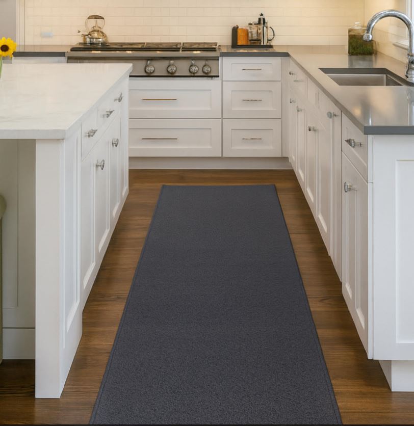 Phoenix Charcoal Hall Runner 80cm Wide Non Slip Backing