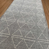 Roma Triangles Grey Hallway Runner 80CM Wide