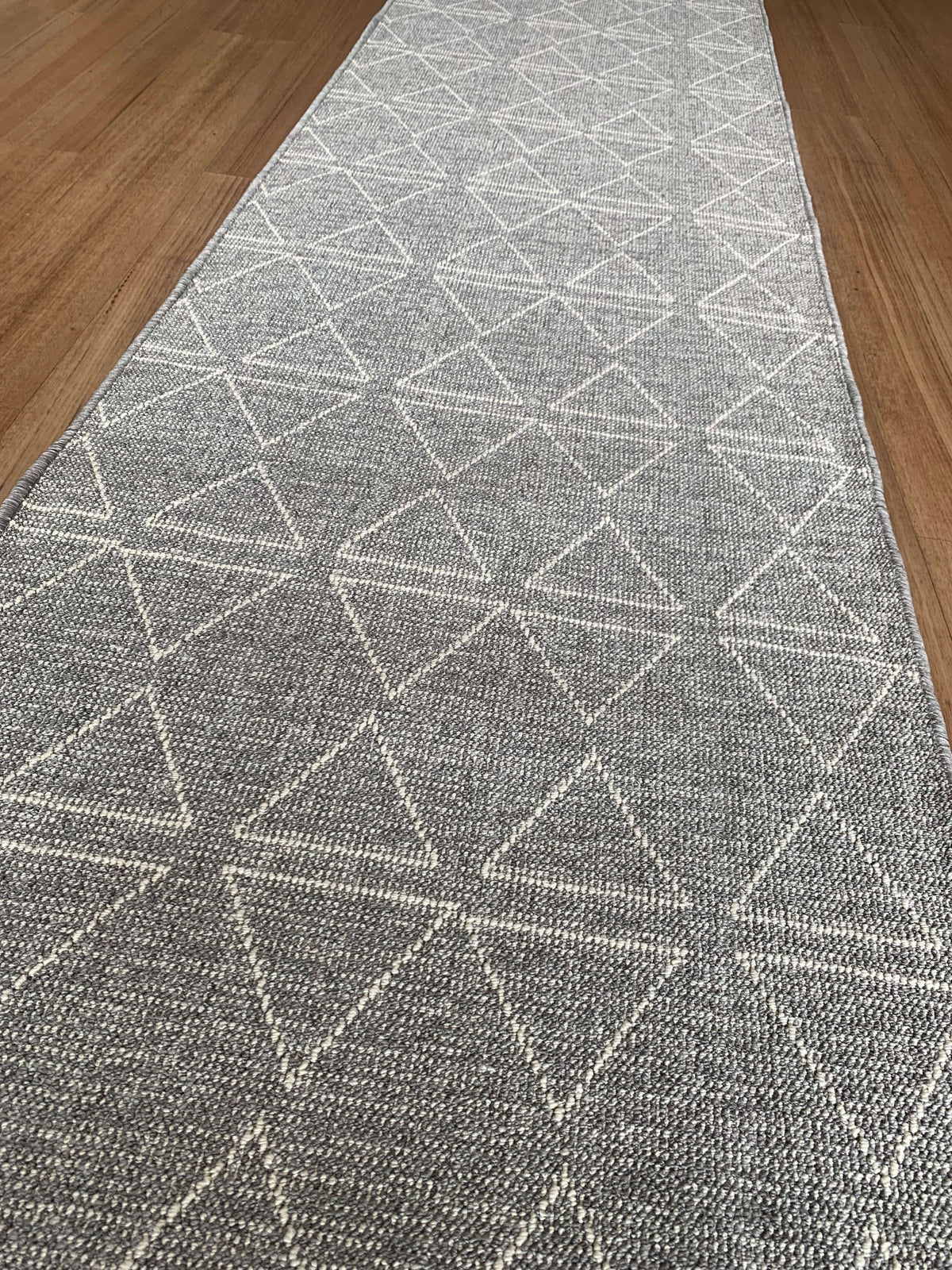 Roma Triangles Grey Hallway Runner 80CM Wide