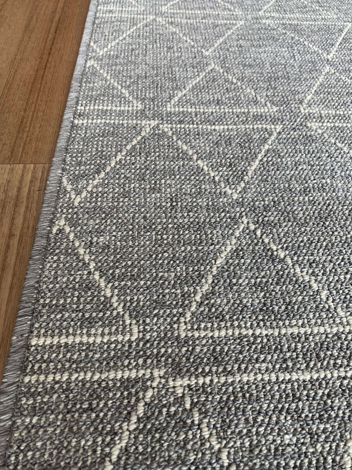 Roma Triangles Grey Hallway Runner 80CM Wide