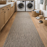 Malia Taupe Linen Hallway Runner Non-Slip 67cm Wide