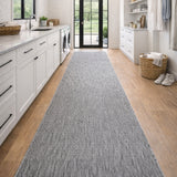 Malia Silver White Hallway Runner Non-Slip 80cm Wide