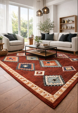 Kachan Red Aztec Rug