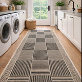 Suva Squares Black Coffee 22 112 Hallway Runner Non Slip