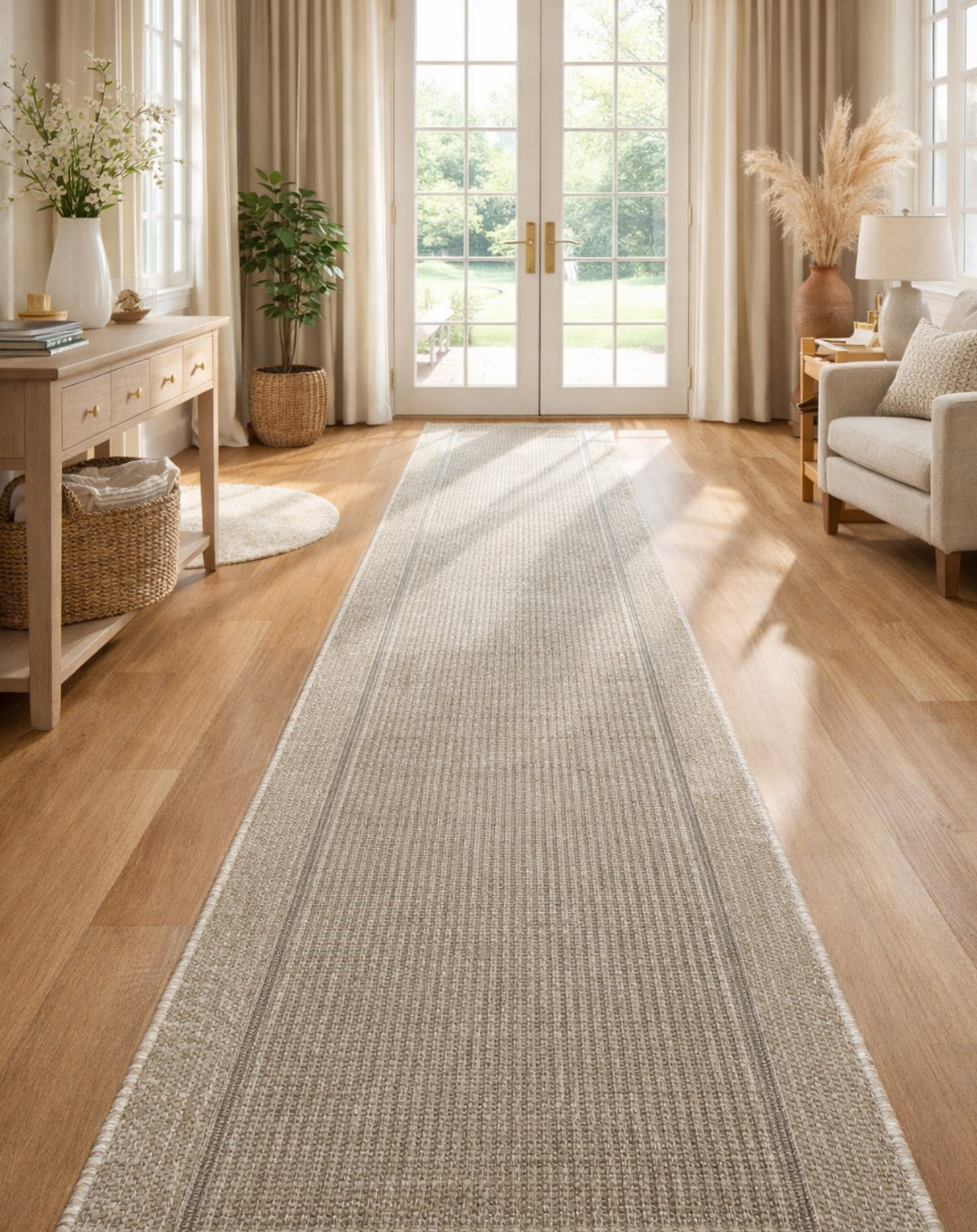 Chino 2822 Sand Silver Hallway Runner 80cm Wide Non-Slip